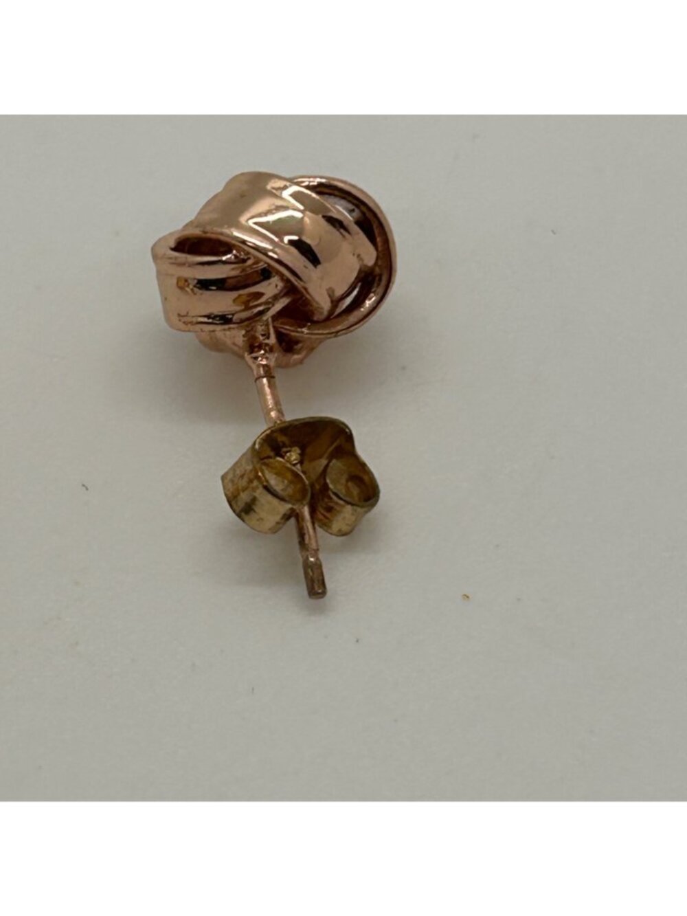 Rose Gold Tone Love Knot Stud Earrings Post Minimalist Classic Fashion READ - Picture 7 of 9